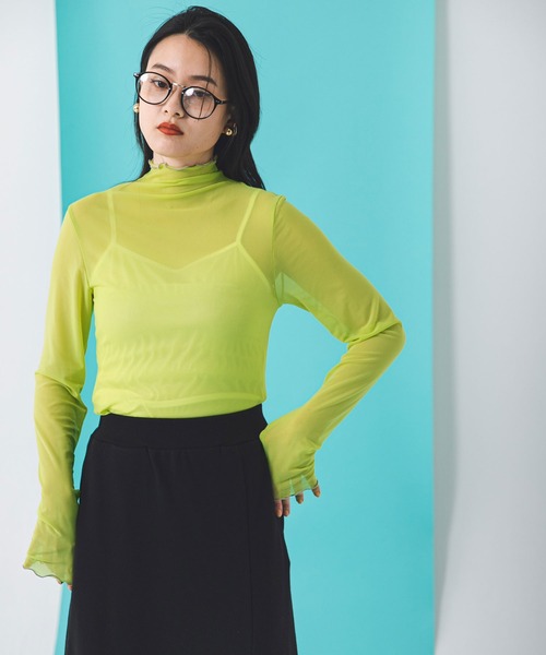 bohmal（ボマール）の「指ぬき配色メローシアータートル（Tシャツ/カットソー・レディース・ライム/ブラック/アイボリー・FREE）」の17枚目の写真