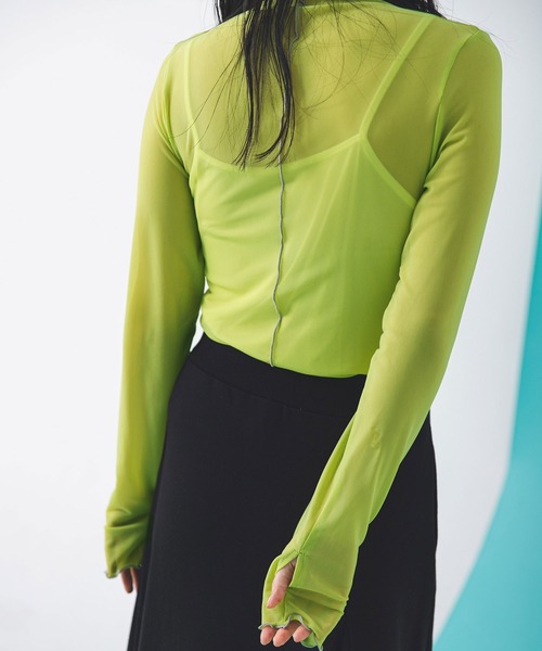 bohmal（ボマール）の「指ぬき配色メローシアータートル（Tシャツ/カットソー・レディース・ライム/ブラック/アイボリー・FREE）」の18枚目の写真