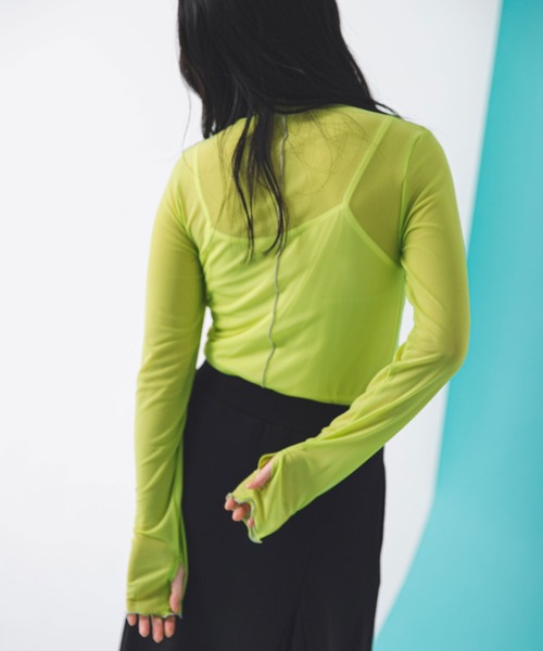 bohmal（ボマール）の「指ぬき配色メローシアータートル（Tシャツ/カットソー・レディース・ライム/ブラック/アイボリー・FREE）」の19枚目の写真