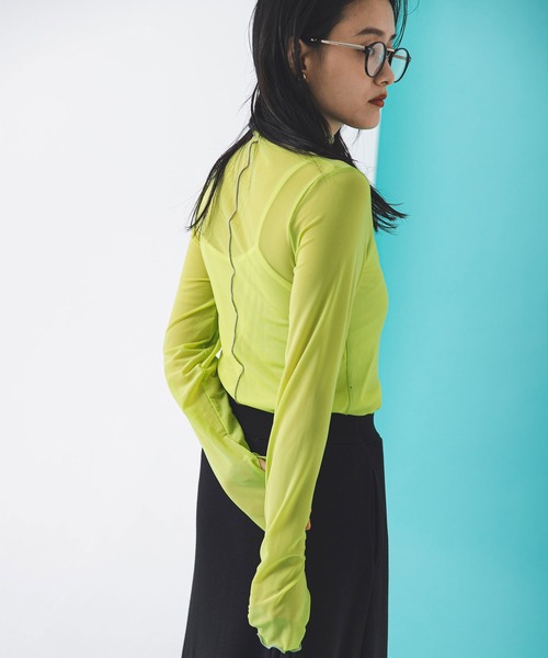 bohmal（ボマール）の「指ぬき配色メローシアータートル（Tシャツ/カットソー・レディース・ライム/ブラック/アイボリー・FREE）」の20枚目の写真