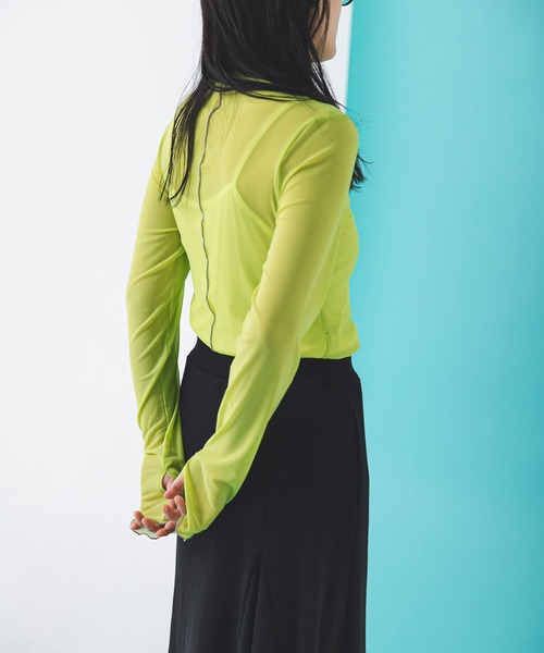 bohmal（ボマール）の「指ぬき配色メローシアータートル（Tシャツ/カットソー・レディース・ライム/ブラック/アイボリー・FREE）」の21枚目の写真