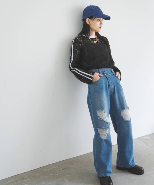 bohmal（ボマール）の「【2024AW】スリーブラインレースロンT（Tシャツ/カットソー・レディース・ブラック/ホワイト/ブルー・FREE）」の8枚目の写真