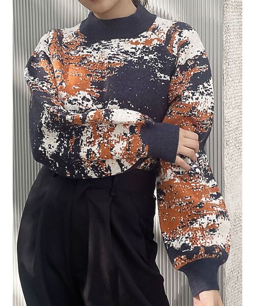 MURUA（ムルーア）の「ジャガードボトルネックニット【WEB限定】（ニット/セーター・レディース・ホワイト/ブラック/ネイビー・FREE）」の3枚目の写真