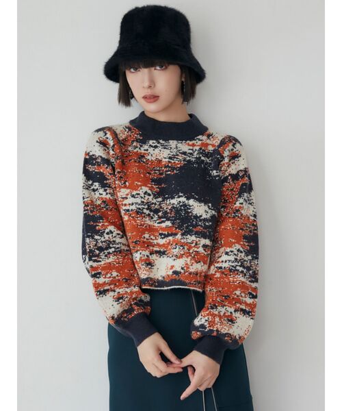 MURUA（ムルーア）の「ジャガードボトルネックニット【WEB限定】（ニット/セーター・レディース・ホワイト/ブラック/ネイビー・FREE）」の13枚目の写真