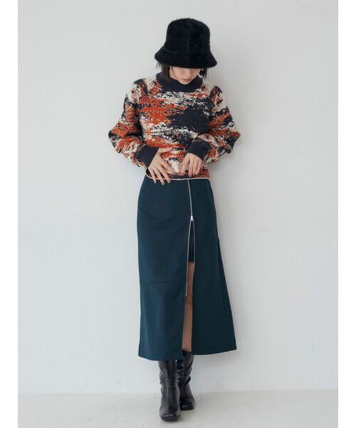 MURUA（ムルーア）の「ジャガードボトルネックニット【WEB限定】（ニット/セーター・レディース・ホワイト/ブラック/ネイビー・FREE）」の14枚目の写真