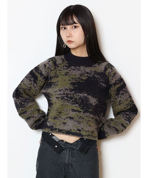 MURUA（ムルーア）の「ジャガードボトルネックニット【WEB限定】（ニット/セーター・レディース・ホワイト/ブラック/ネイビー・FREE）」の15枚目の写真