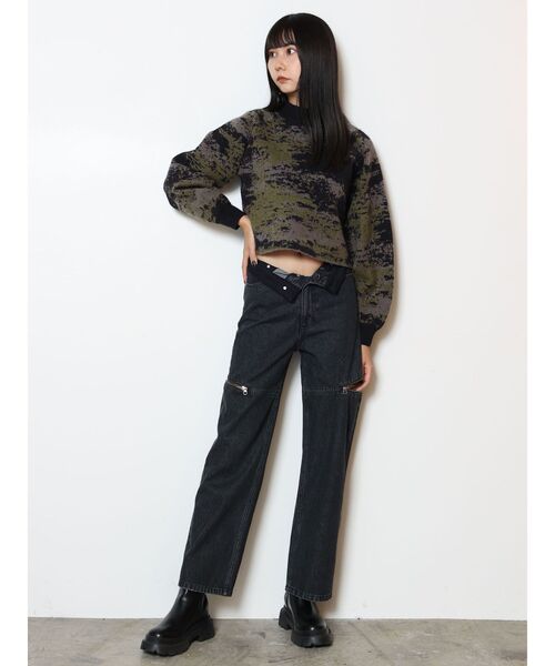 MURUA（ムルーア）の「ジャガードボトルネックニット【WEB限定】（ニット/セーター・レディース・ホワイト/ブラック/ネイビー・FREE）」の16枚目の写真