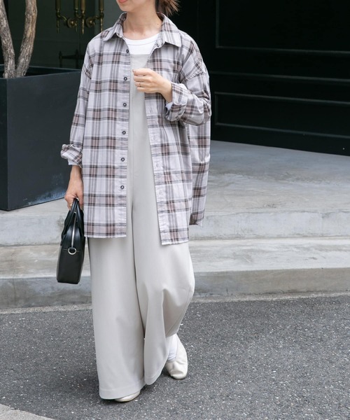 FORK&SPOON（フォークアンドスプーン）の「FORK&SPOON　TRチェックロングシャツ（シャツ/ブラウス・レディース・ネイビー/グレー系その他・1）」の7枚目の写真