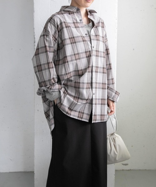 FORK&SPOON（フォークアンドスプーン）の「FORK&SPOON　TRチェックロングシャツ（シャツ/ブラウス・レディース・ネイビー/グレー系その他・1）」の8枚目の写真