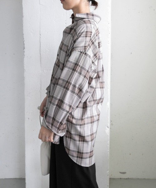 FORK&SPOON（フォークアンドスプーン）の「FORK&SPOON　TRチェックロングシャツ（シャツ/ブラウス・レディース・ネイビー/グレー系その他・1）」の10枚目の写真