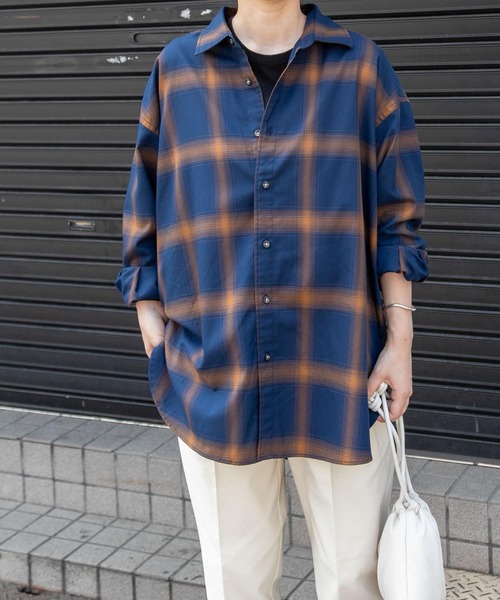 FORK&SPOON（フォークアンドスプーン）の「FORK&SPOON　TRチェックロングシャツ（シャツ/ブラウス・レディース・ネイビー/グレー系その他・1）」の14枚目の写真