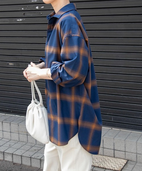 FORK&SPOON（フォークアンドスプーン）の「FORK&SPOON　TRチェックロングシャツ（シャツ/ブラウス・レディース・ネイビー/グレー系その他・1）」の16枚目の写真