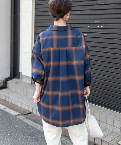 FORK&SPOON（フォークアンドスプーン）の「FORK&SPOON　TRチェックロングシャツ（シャツ/ブラウス・レディース・ネイビー/グレー系その他・1）」の17枚目の写真