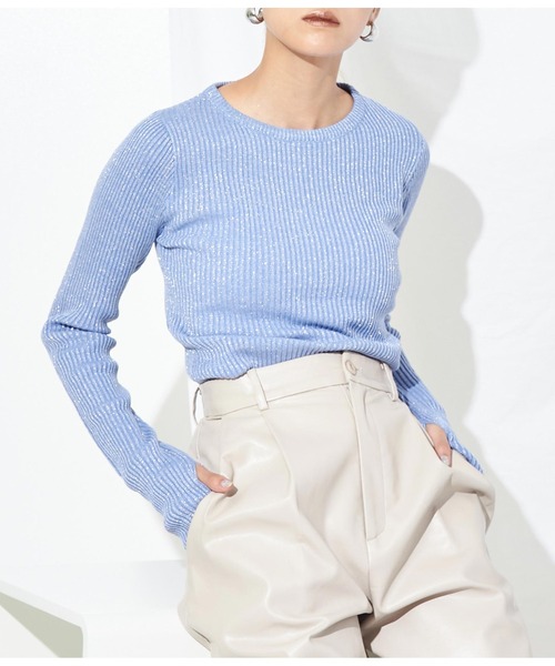 Settimissimo(セッティミッシモ)の「ラメ混クルーネックプルオーバー(ニット/セーター・レディース・ブラック/ブルー/アイボリー・FREE)」の1枚目の写真