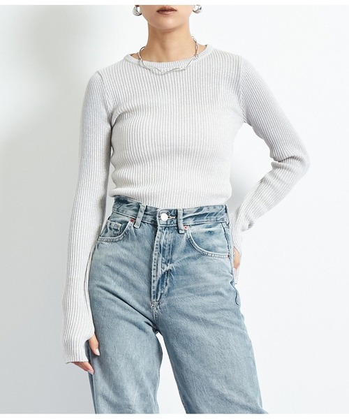 Settimissimo(セッティミッシモ)の「ラメ混クルーネックプルオーバー(ニット/セーター・レディース・ブラック/ブルー/アイボリー・FREE)」の2枚目の写真