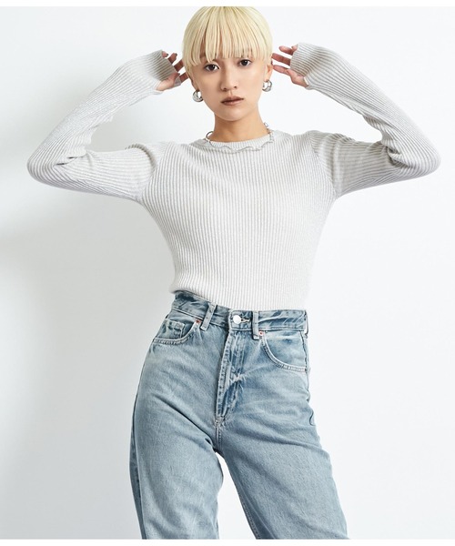 Settimissimo(セッティミッシモ)の「ラメ混クルーネックプルオーバー(ニット/セーター・レディース・ブラック/ブルー/アイボリー・FREE)」の6枚目の写真