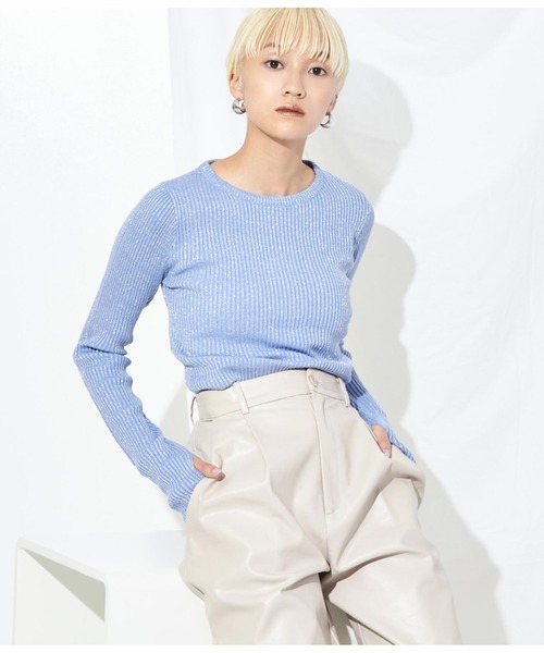 Settimissimo(セッティミッシモ)の「ラメ混クルーネックプルオーバー(ニット/セーター・レディース・ブラック/ブルー/アイボリー・FREE)」の19枚目の写真