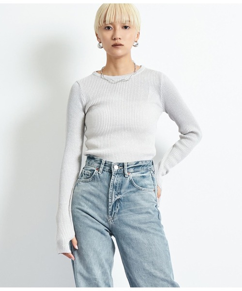 Settimissimo(セッティミッシモ)の「ラメ混クルーネックプルオーバー(ニット/セーター・レディース・ブラック/ブルー/アイボリー・FREE)」の5枚目の写真