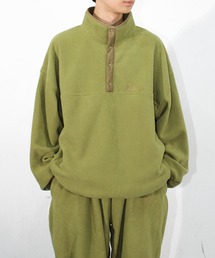 ワンポイント刺繍スナップフリースプルオーバー