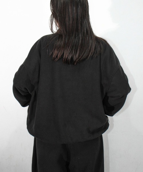 セール】ワンポイント刺繍スナップフリースプルオーバー（ブルゾン