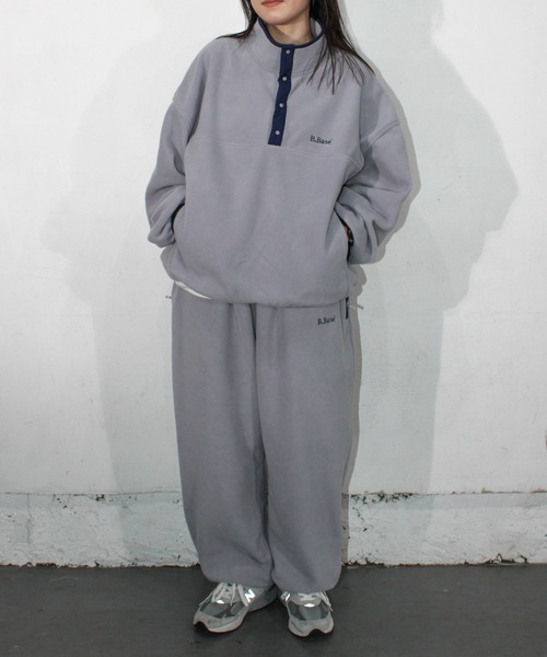 BROKEN BASE（ブロークンベース）の「ワンポイント刺繍スナップフリースプルオーバー（ブルゾン・メンズ・ブラック/カーキ/グレー・MEDIUM/LARGE）」の8枚目の写真