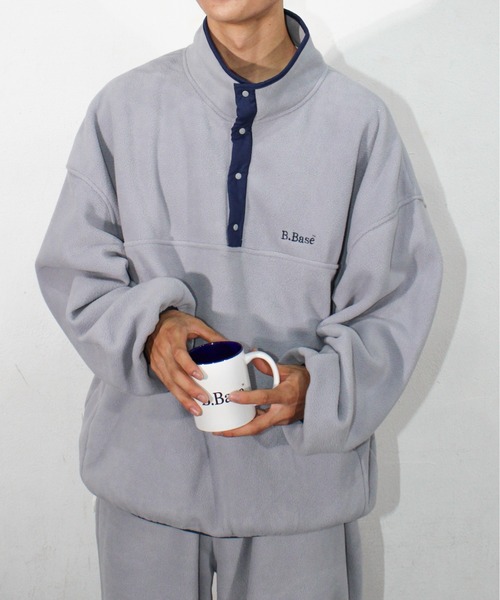 BROKEN BASE（ブロークンベース）の「ワンポイント刺繍スナップフリースプルオーバー（ブルゾン・メンズ・ブラック/カーキ/グレー・MEDIUM/LARGE）」の15枚目の写真