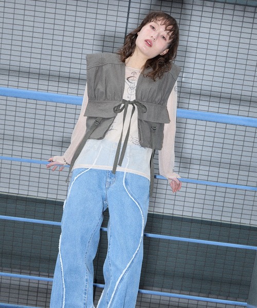 ELLEgirl（エルガール）の「ミリタリ―リメイク風ベスト【ELLEgirl/エル ガール】（ベスト・レディース・ダークカーキ/カーキ・FREE）」の20枚目の写真