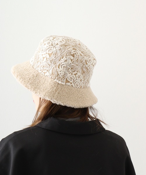 Sense of Grace(センスオブグレース)の「レース&ボア使い バケットハット(ハット・レディース・ブラック/ベージュ・FREE)」の1枚目の写真