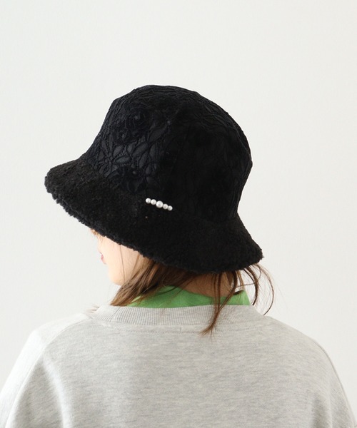 Sense of Grace(センスオブグレース)の「レース&ボア使い バケットハット(ハット・レディース・ブラック/ベージュ・FREE)」の2枚目の写真