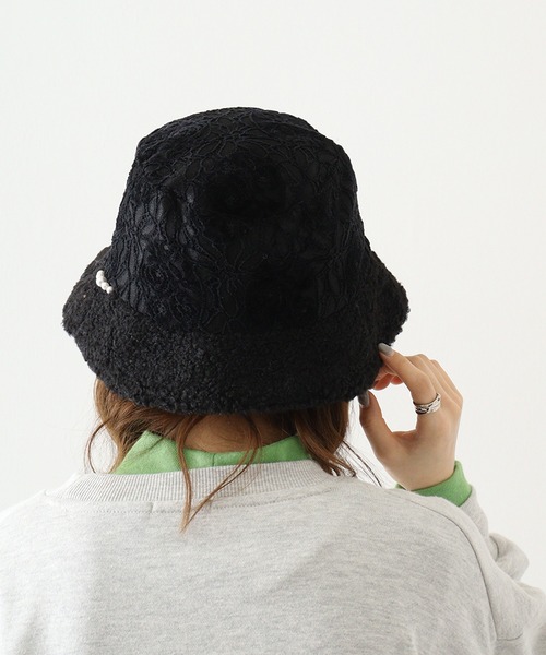 Sense of Grace(センスオブグレース)の「レース&ボア使い バケットハット(ハット・レディース・ブラック/ベージュ・FREE)」の10枚目の写真