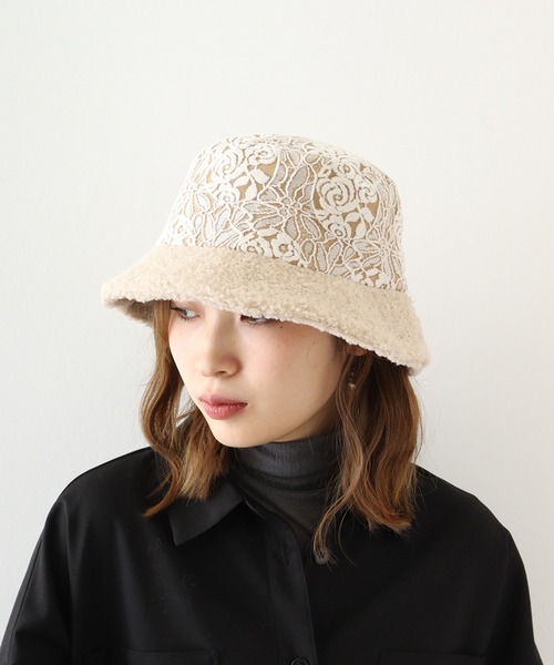 Sense of Grace(センスオブグレース)の「レース&ボア使い バケットハット(ハット・レディース・ブラック/ベージュ・FREE)」の9枚目の写真