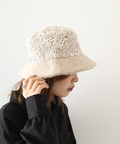 Sense of Grace(センスオブグレース)の「レース&ボア使い バケットハット(ハット・レディース・ブラック/ベージュ・FREE)」の7枚目の写真