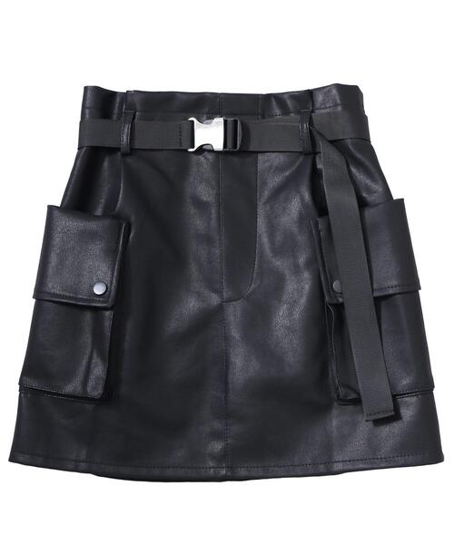 Figments（フィグメンツ）の「合皮カーゴミニスカート（スカート・レディース・ブラック・FREE）」の18枚目の写真