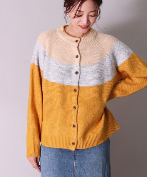 【セール】(BD)【ihana】球心カラー ニット モックネック カーディガン（カーディガン/ボレロ）｜BARNDOOR（バーンドア）