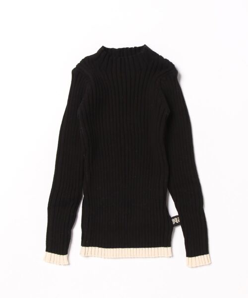 nino（ニノ）の「ワイドリブKNIT（ニット/セーター・キッズ・スモークピンク/ホワイト/ブラック/グリーン系/クリーム・L/S/XS/M）」の3枚目の写真