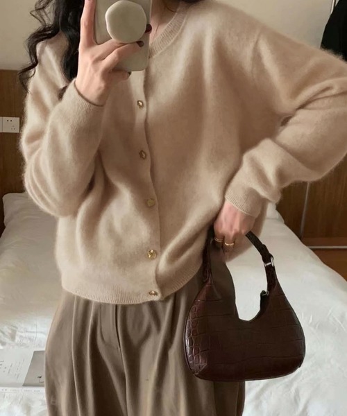 Doula Doula（ドゥーラドゥーラ）の「シャギーニットカーディガン（カーディガン/ボレロ・レディース・ベージュ/ブラウン/ホワイト・FREE）」の3枚目の写真