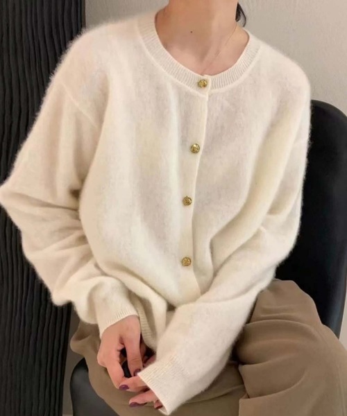 Doula Doula（ドゥーラドゥーラ）の「シャギーニットカーディガン（カーディガン/ボレロ・レディース・ベージュ/ブラウン/ホワイト・FREE）」の2枚目の写真