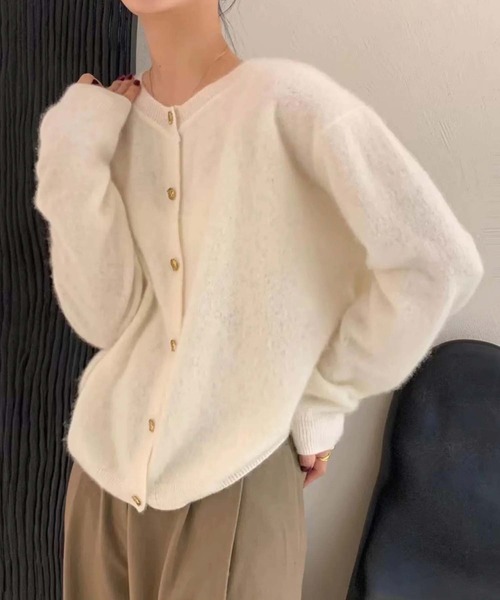 Doula Doula（ドゥーラドゥーラ）の「シャギーニットカーディガン（カーディガン/ボレロ・レディース・ベージュ/ブラウン/ホワイト・FREE）」の5枚目の写真