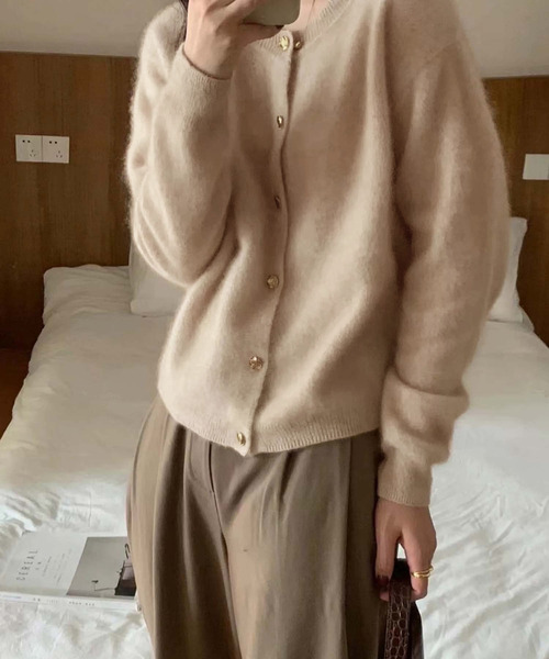 Doula Doula（ドゥーラドゥーラ）の「シャギーニットカーディガン（カーディガン/ボレロ・レディース・ベージュ/ブラウン/ホワイト・FREE）」の6枚目の写真