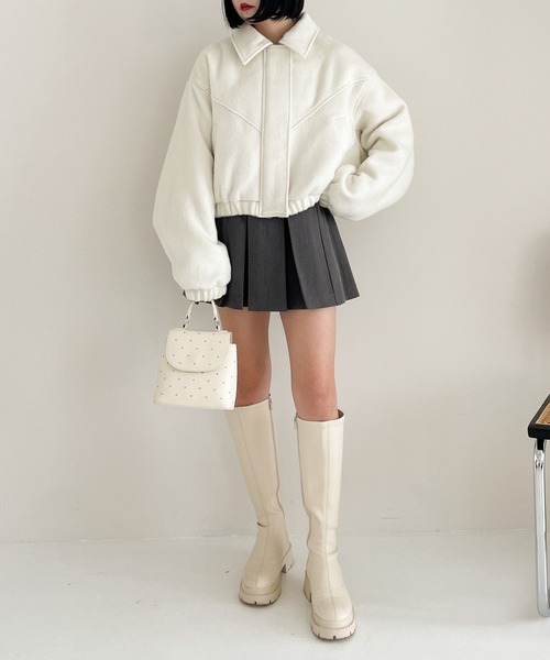【美品】Heather シャギーショートブルゾン ホワイト セール】シャギーショートブルゾン 994225（ブルゾン）｜Heather
