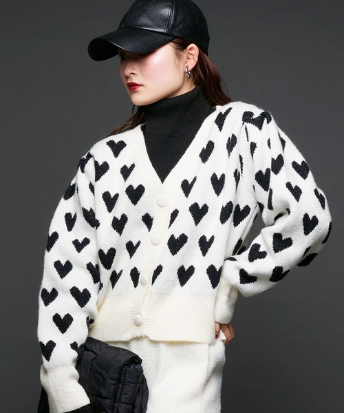 Narcissus（ナルシス）の「【Narcissus】ハートカーディガン（カーディガン/ボレロ・レディース・ホワイト/ブラック・FREE）」の2枚目の写真
