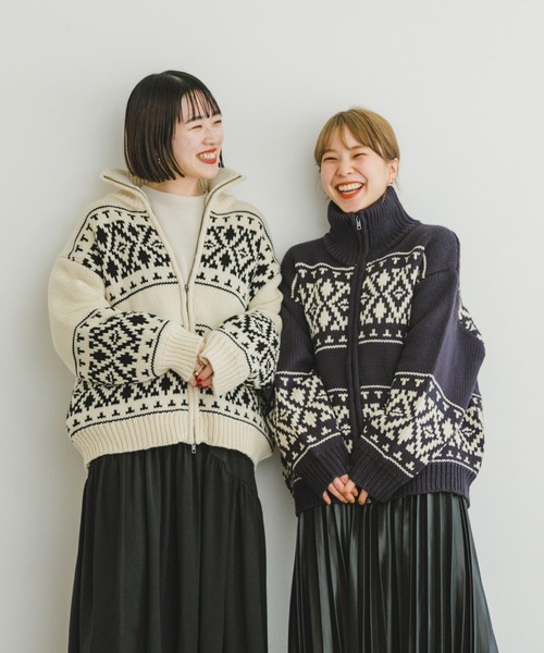 ITEMS URBANRESEARCH(アイテムズ アーバンリサーチ)の「カウチンニットカーディガン(ニット/セーター・レディース・アイボリー/ネイビー・FREE)」の10枚目の写真