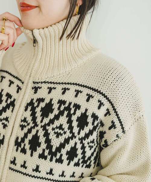 ITEMS URBANRESEARCH(アイテムズ アーバンリサーチ)の「カウチンニットカーディガン(ニット/セーター・レディース・アイボリー/ネイビー・FREE)」の15枚目の写真