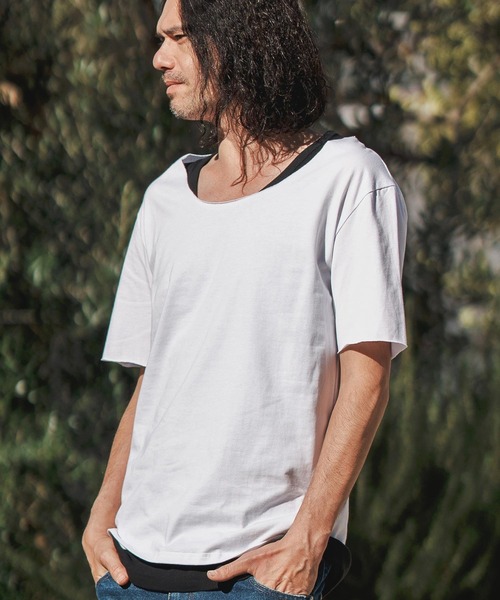 CAMBIO(カンビオ)の「mt8768-Uネックカットオフカットソー(Tシャツ/カットソー・メンズ・グリーン/ホワイト/ネイビー/レッド・S/M/L)」の21枚目の写真