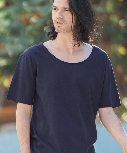 CAMBIO(カンビオ)の「mt8768-Uネックカットオフカットソー(Tシャツ/カットソー・メンズ・グリーン/ホワイト/ネイビー/レッド・S/M/L)」の5枚目の写真