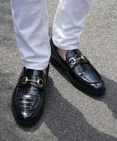 セール】【SOMEDIFF】クロコローファー メンズ PUレザー フェイク