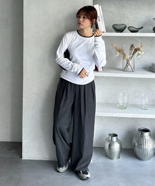 feepur(フェピュール)の「ダブルタックストレートワイドスラックス(スラックス・レディース・ブラック/グレー/ネイビー/アイボリー・MEDIUM/SMALL)」の17枚目の写真