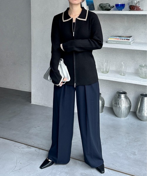 feepur(フェピュール)の「ダブルタックストレートワイドスラックス(スラックス・レディース・ブラック/グレー/ネイビー/アイボリー・MEDIUM/SMALL)」の22枚目の写真