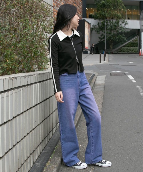 3.3 Field Trip （3.3フィールドトリップ）の「3.3 Field Trip／カラーデニム  2100042（デニムパンツ・レディース・パープル/ブラック・SMALL/MEDIUM）」の11枚目の写真