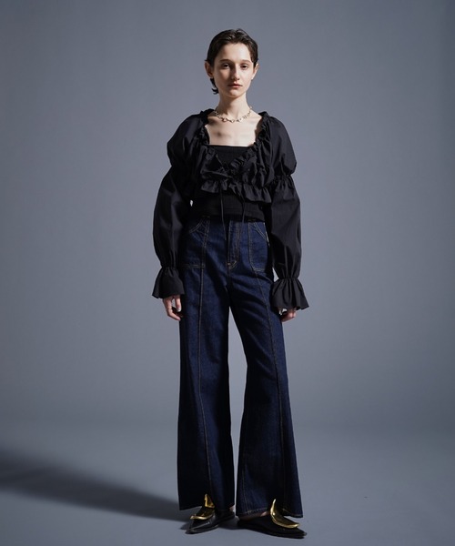 【完売入手困難】MECREギャザーショートボレロ MECRE（メクル）の「ギャザーショートボレロ（カーディガン